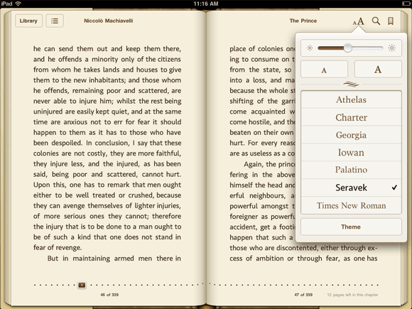 Seravek in Apple's iBooks
