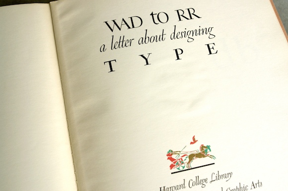 Cover of WAD to RR: a letter about designing type 