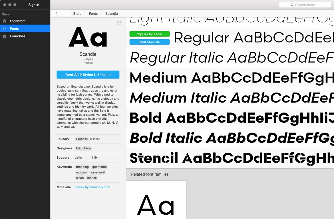 Scandia on Fontstand