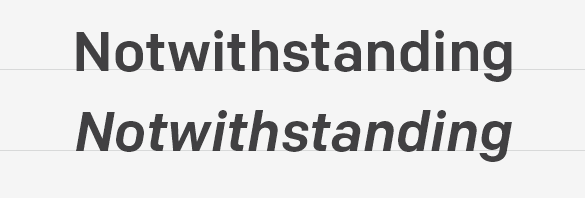 'Notwisthstanding' set in the roman and italic for comparison.